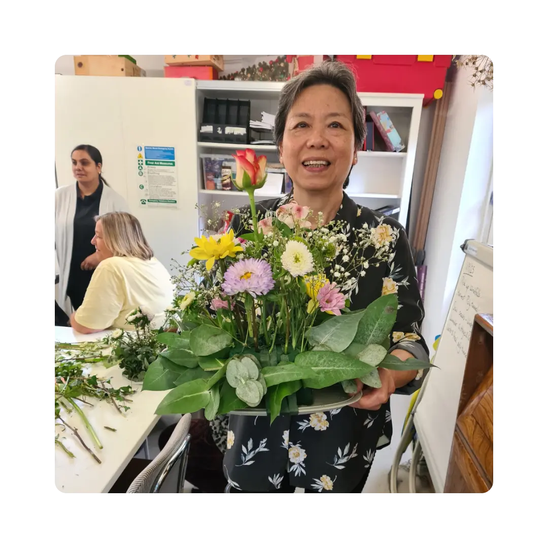 Workplace herb garden installation with structured planters